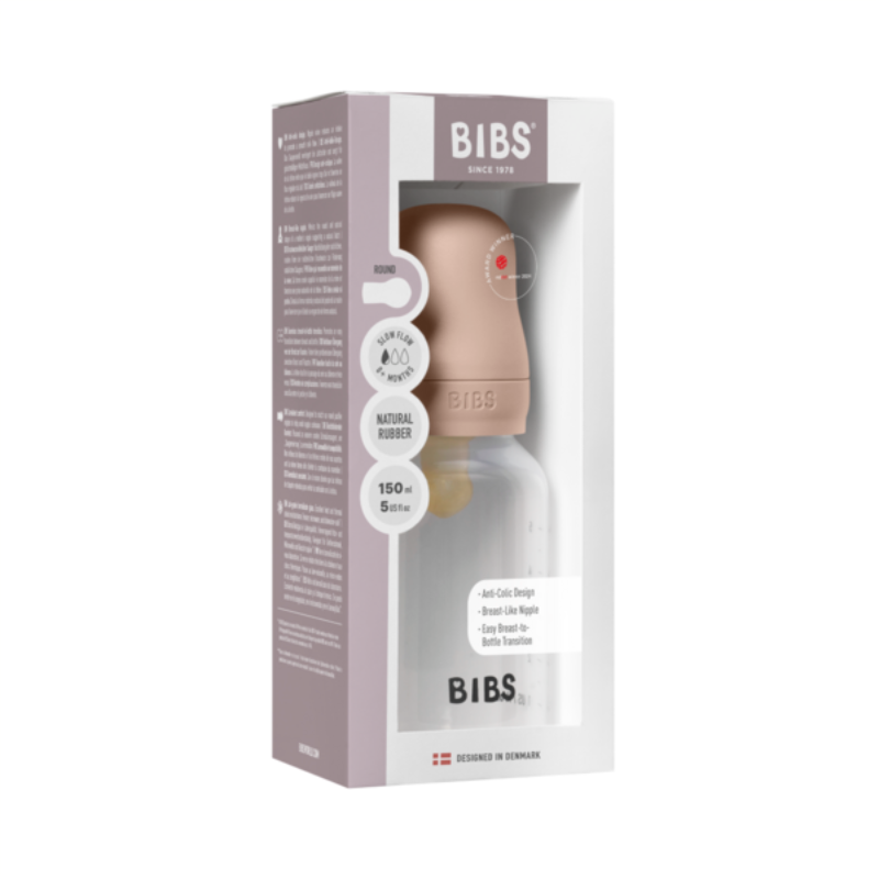 BIBS BIBERON BOTTLE LATEX SLOW FLOW BLUSH 0M+ 150ML