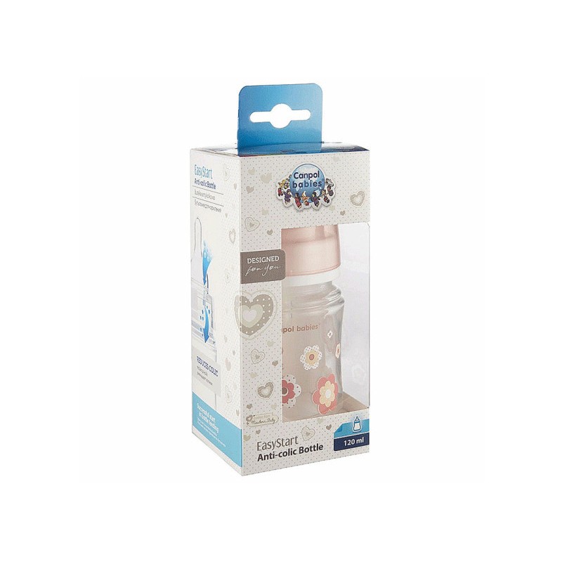 CANPOL BABIES DESIGNED FOR ME BIBERON ANTI COLIQUES 120ML TETINE 0M+ ROSE 35/216