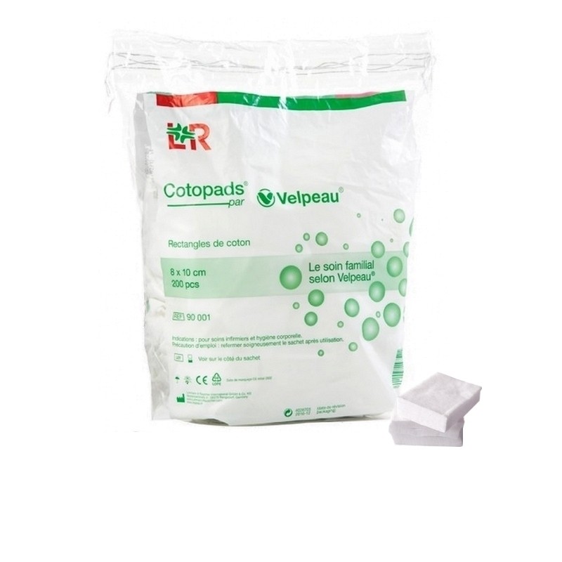 COTOPADS RECTANGLE COTON 8CM*10CM 200 PIECES