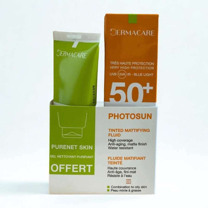 DERMACARE PHOTOSUN 02 CREME SOLAIRE TEINTE PEAUX MIXTES A GRASSES SPF 50+ 50ML