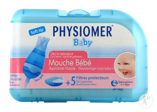 PHYSIOMER MOUCHE BEBE AVEC EMBOUT ET 5 FILTRES JETABLES