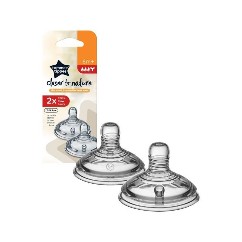 TOMMEE TIPPEE CLOSER TO NATURE 2 TETINES PREPARATION EPAISSE 6M+