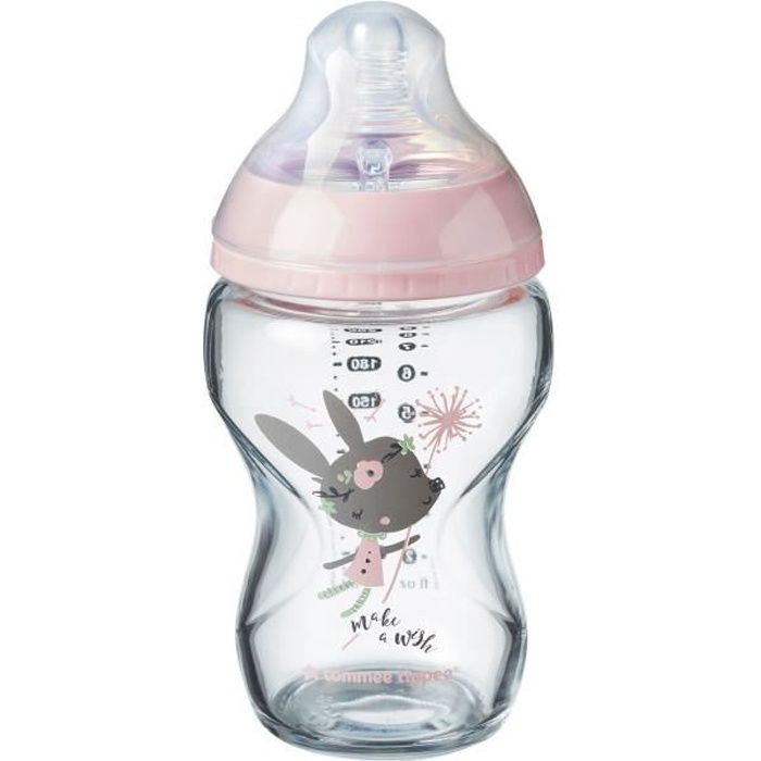 TOMMEE TIPPEE CLOSER TO NATURE BIBERON ROSE EN VERRE 0M+ 250ML