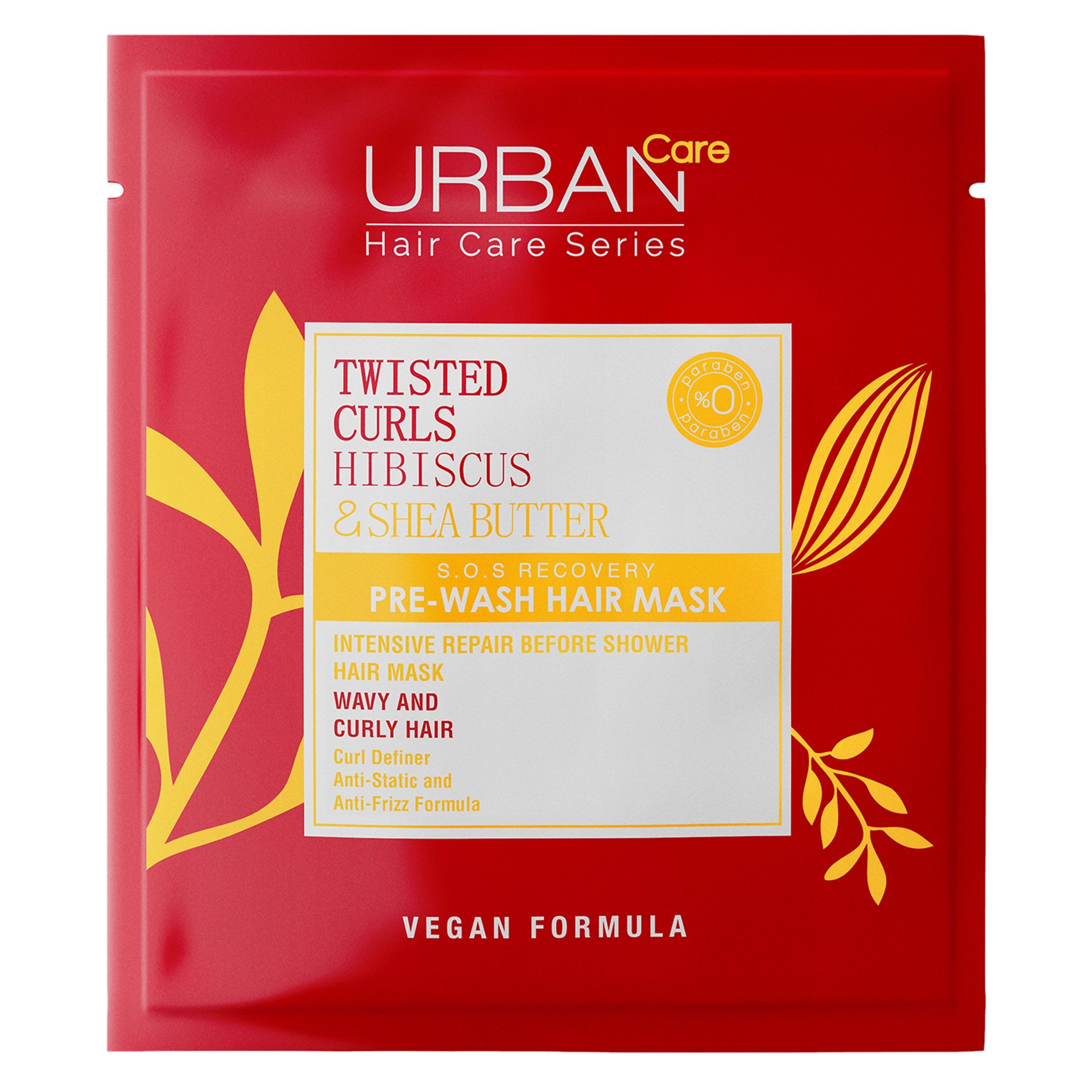 URBAN CARE PRE-WASH CURLY HAIR MASK TWISTED CURLS HIBISCUS & SHEA BUTTER 50ML