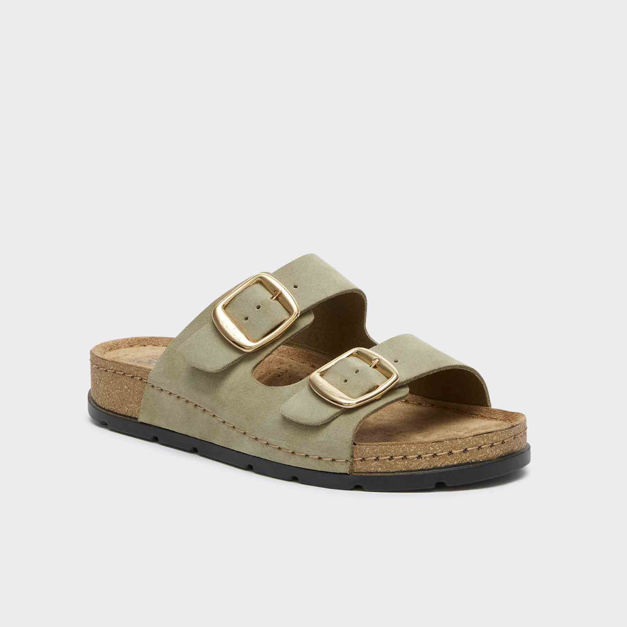 Scholl bora 2 buckles beige foncé.